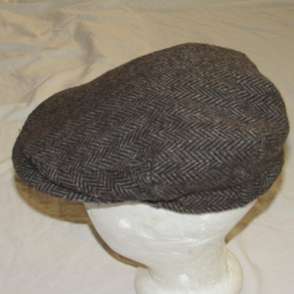 Vintage Abercrombie Fitch Herringbone Wool Cap Hat News Boy Snap XL Cabbie USA - Picture 1 of 6